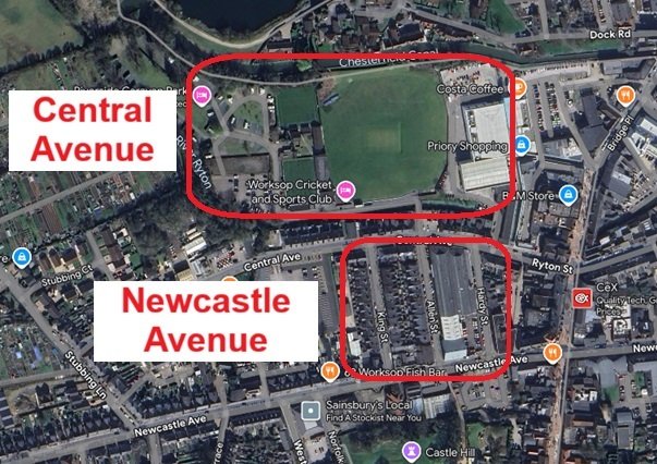 Worksop - Town ground : Image credit Google maps